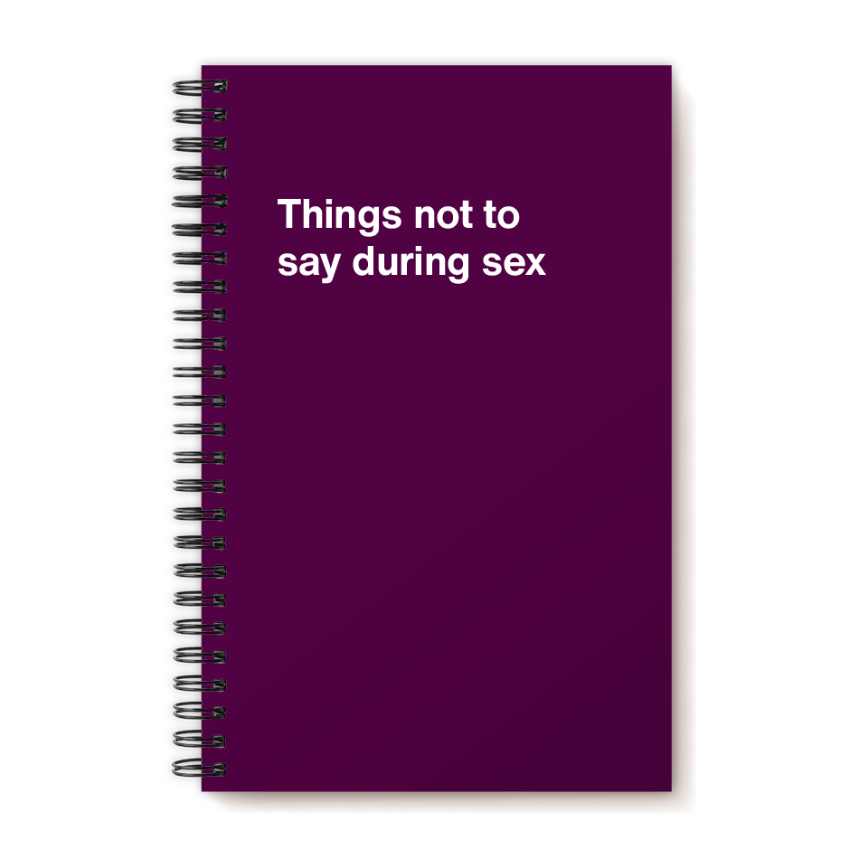 A funny notebook from WTF Notebooks® entitled "Things not to say during sex"