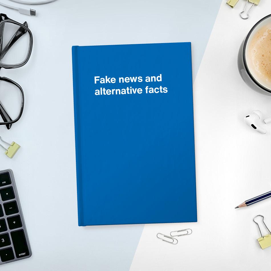 A funny notebook from WTF Notebooks® entitled "Fake news and alternative facts"