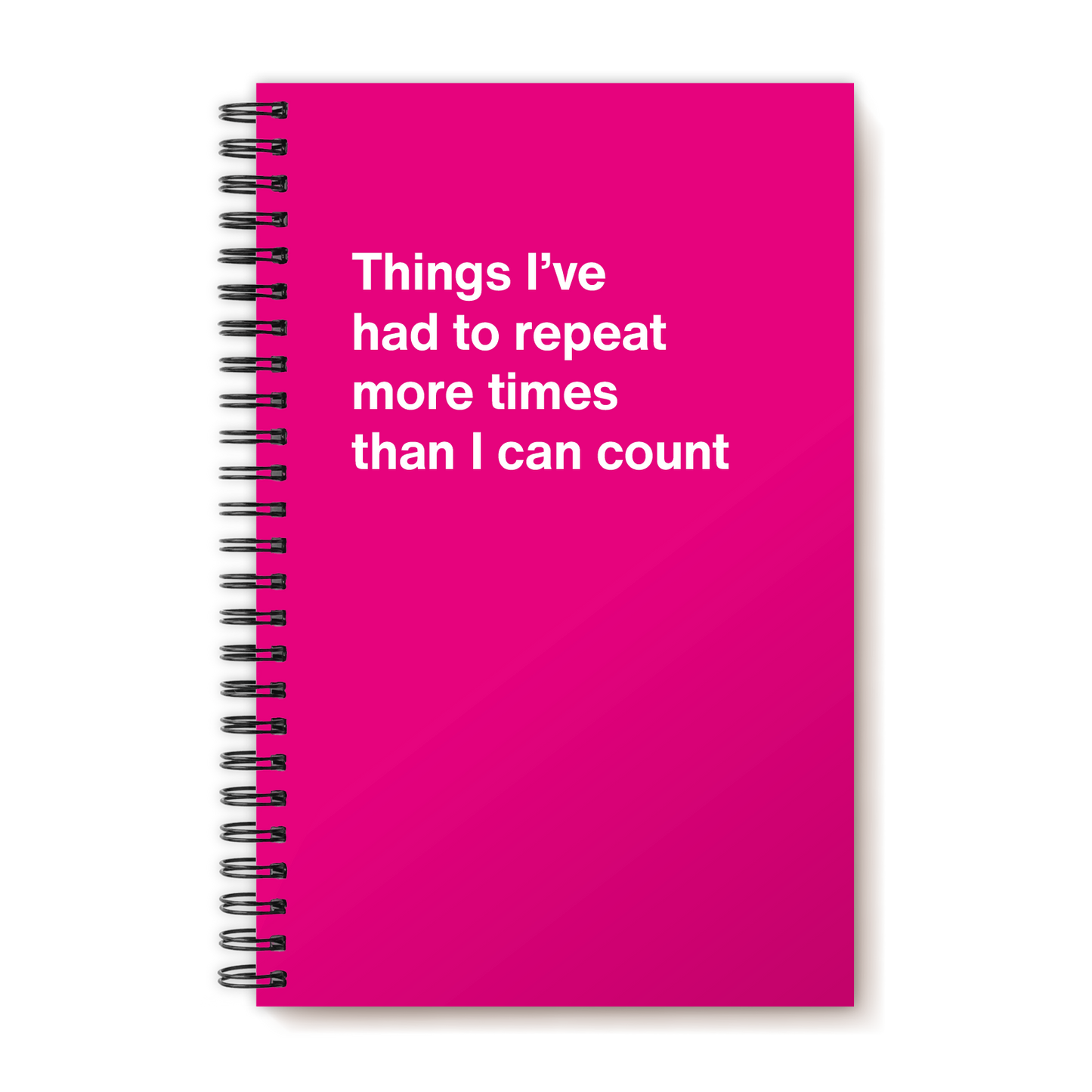 A funny notebook from WTF Notebooks® entitled "Things I’ve had to repeat more times than I can count"