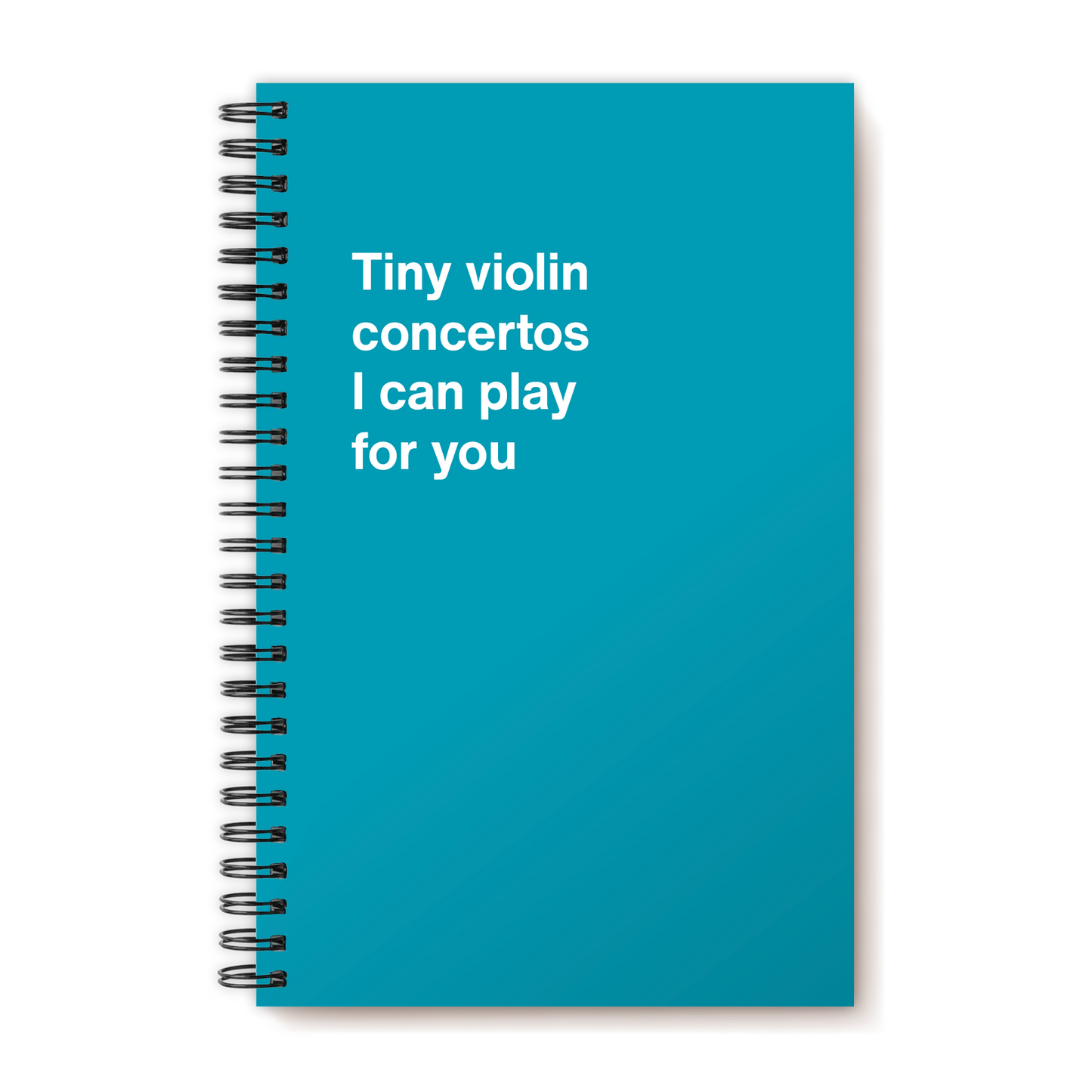 A funny notebook from WTF Notebooks® entitled "Tiny violin concertos I can play for you"