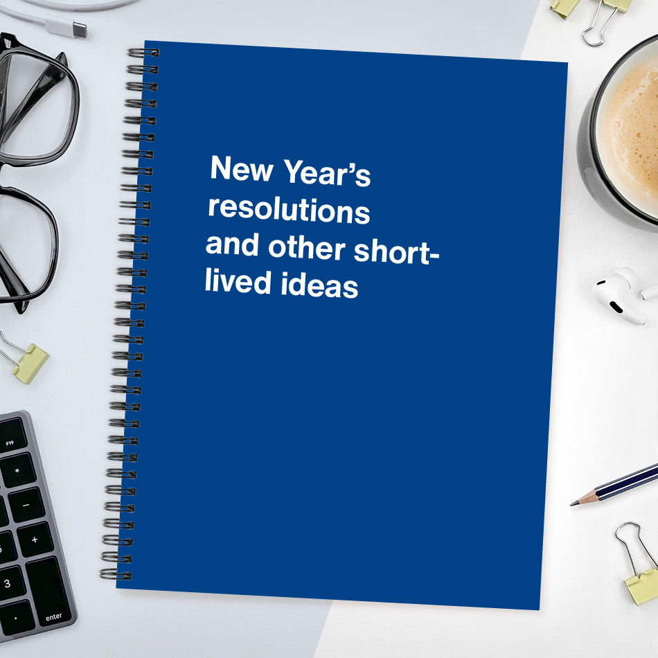 A funny notebook from WTF Notebooks® entitled "New Year’s resolutions and other short-lived ideas"