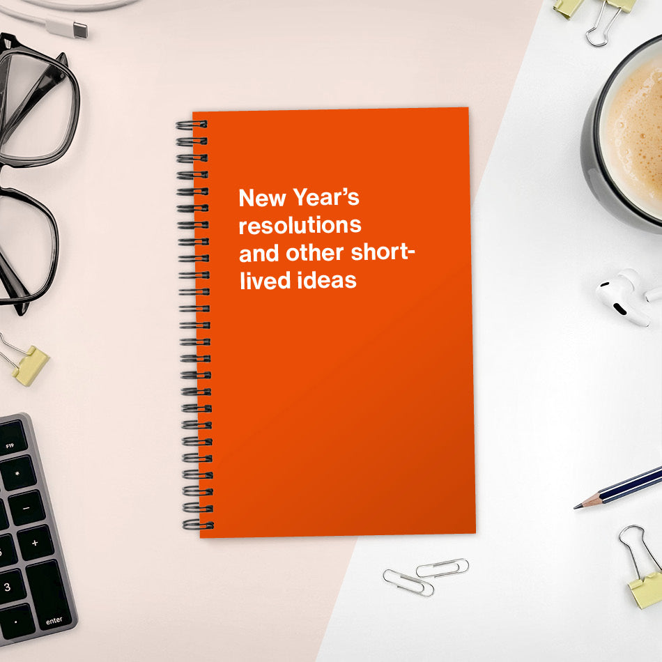 A funny notebook from WTF Notebooks® entitled "New Year’s resolutions and other short-lived ideas"