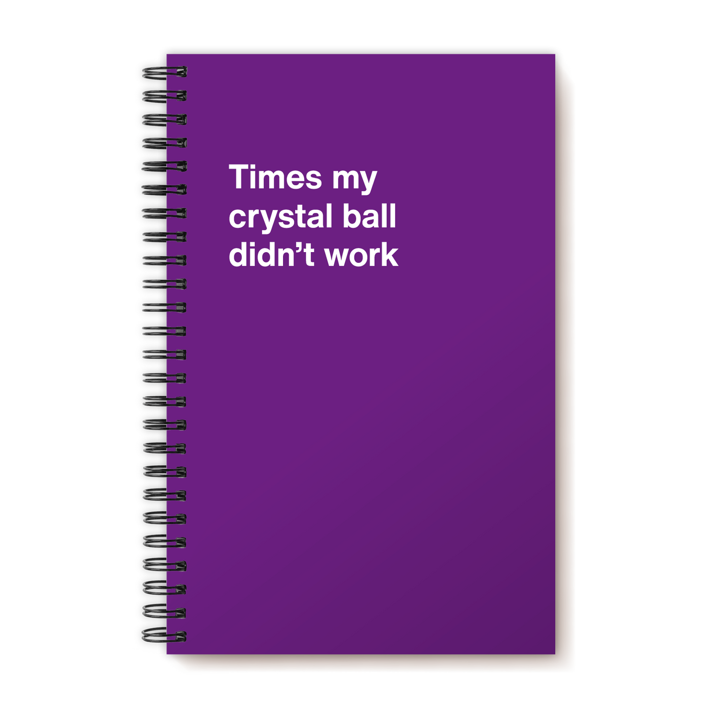 A funny notebook from WTF Notebooks® entitled "Times my crystal ball didn’t work"