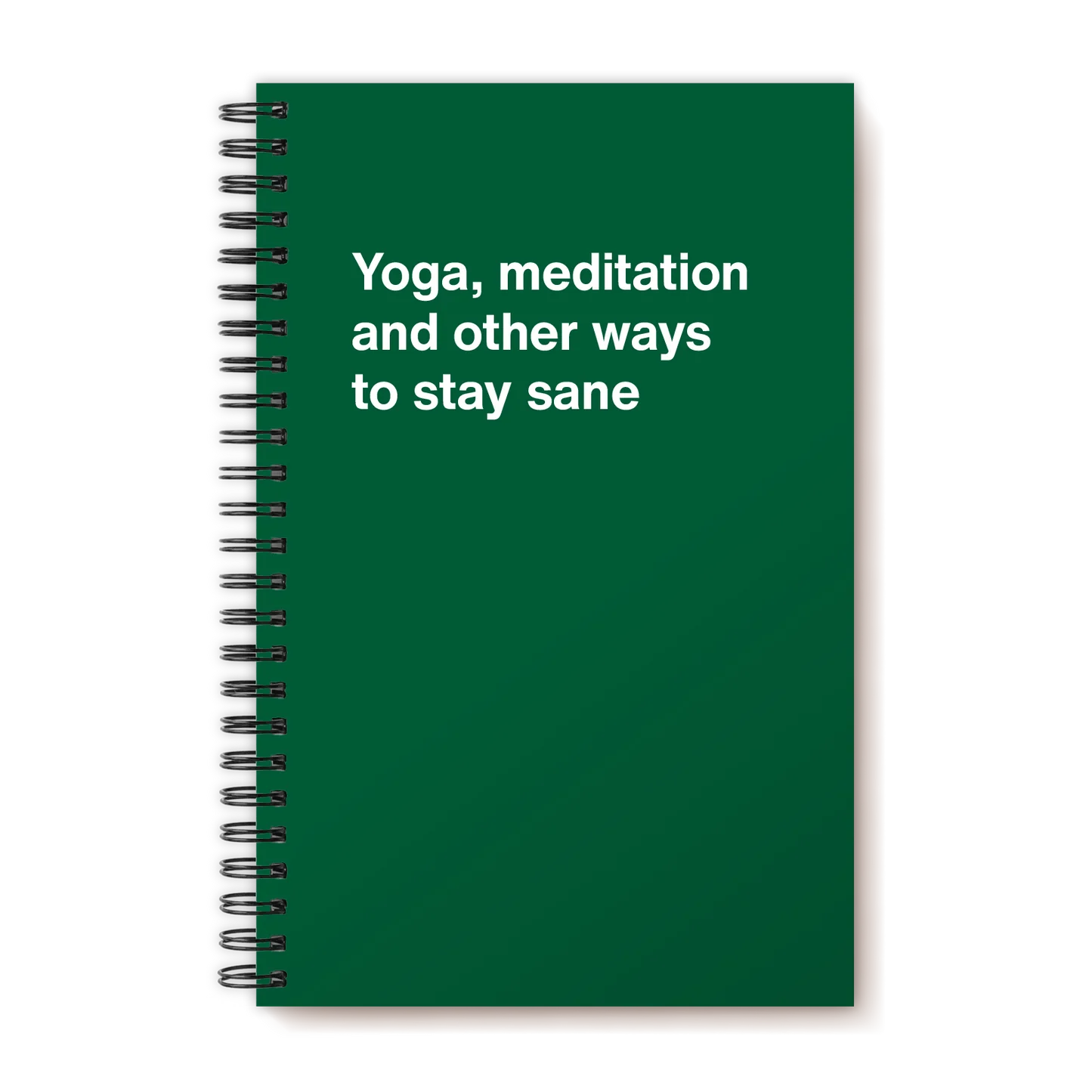 A funny notebook from WTF Notebooks® entitled "Yoga, meditation and other ways to stay sane"