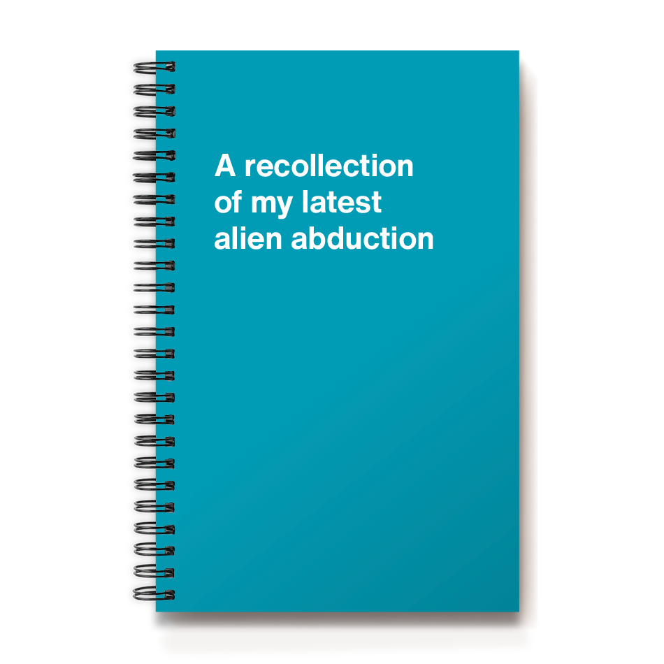 
                  
                    A recollection of my latest alien abduction
                  
                