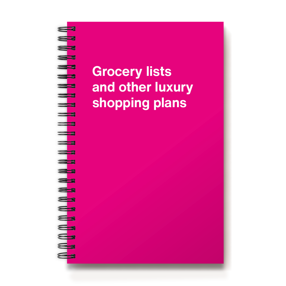 
                  
                    Grocery lists and other luxury shopping plans
                  
                