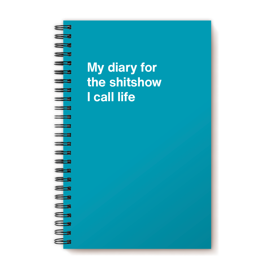 A funny notebook from WTF Notebooks® entitled "My diary for the shitshow I call life"