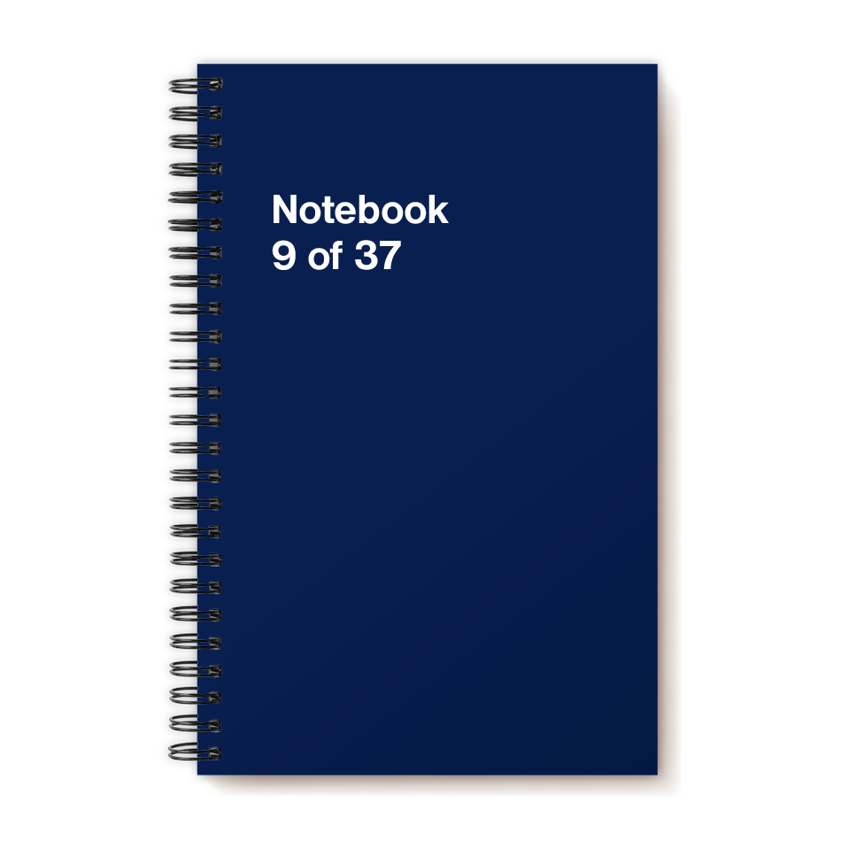 A funny notebook from WTF Notebooks® entitled "Notebook 9 of 37"