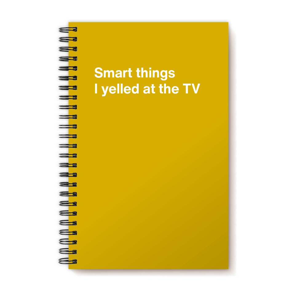 A funny notebook from WTF Notebooks® entitled "Smart things I yelled at the TV"