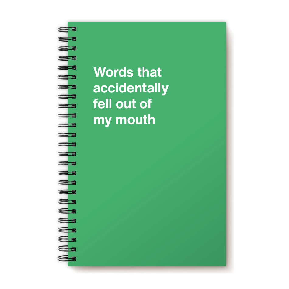 A funny notebook from WTF Notebooks® entitled "Words that accidentally fell out of my mouth"