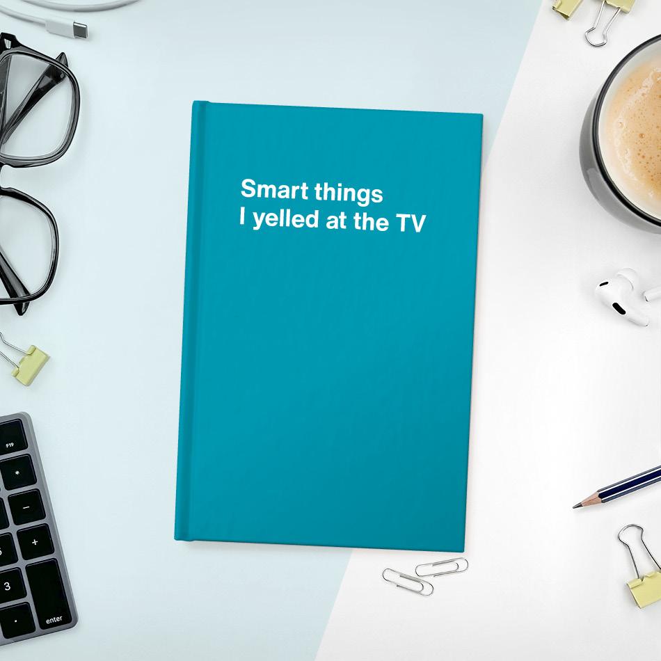 A funny notebook from WTF Notebooks® entitled "Smart things I yelled at the TV"