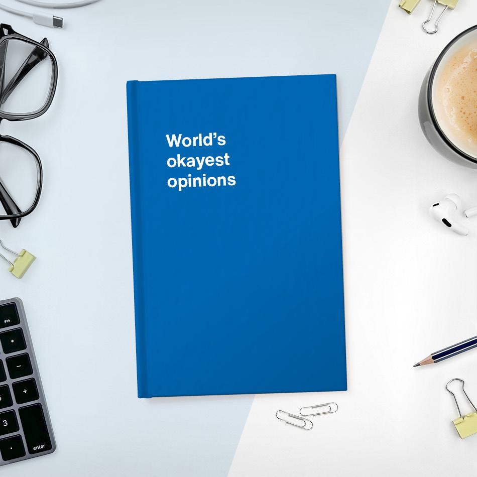 
                  
                    A funny notebook from WTF Notebooks® entitled "World's okayest opinions"
                  
                