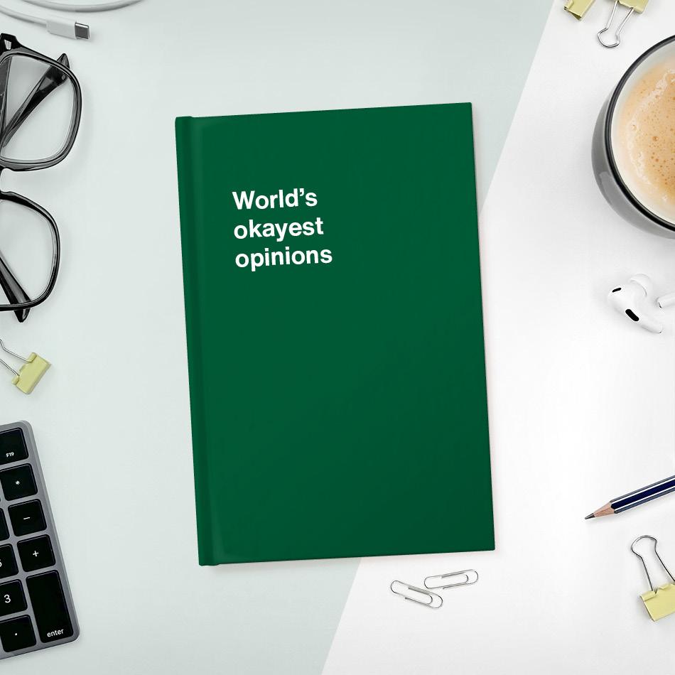 
                  
                    A funny notebook from WTF Notebooks® entitled "World's okayest opinions"
                  
                