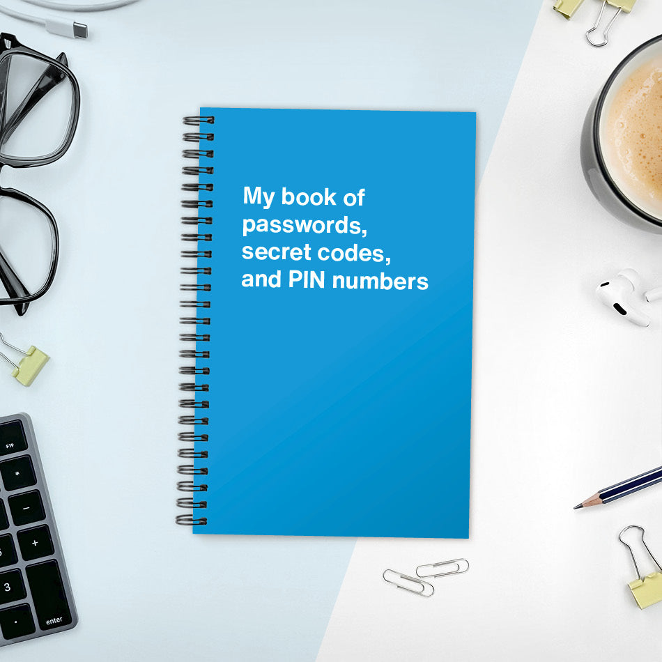 689545 Pin Code My book of passwords, secret codes and PIN numbers | WTF Notebooks™