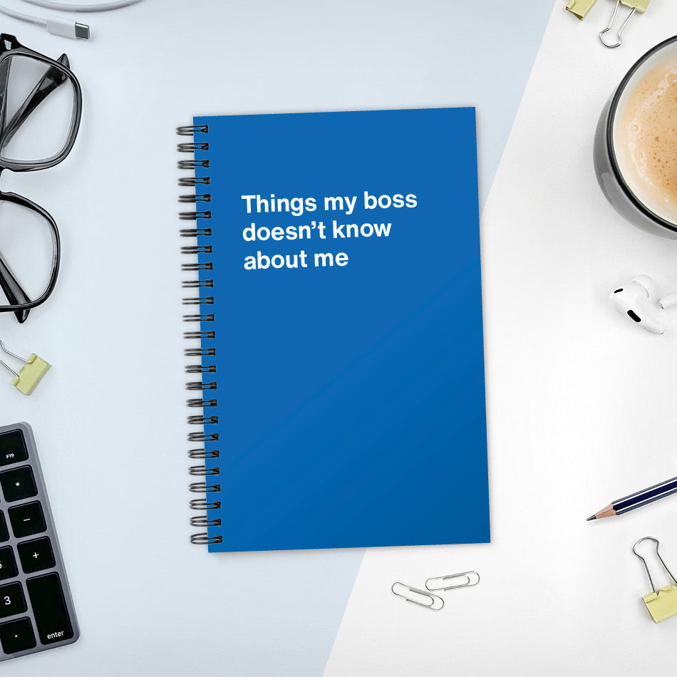 
                  
                    A funny notebook from WTF Notebooks® entitled "Things my boss doesn’t know about me"
                  
                