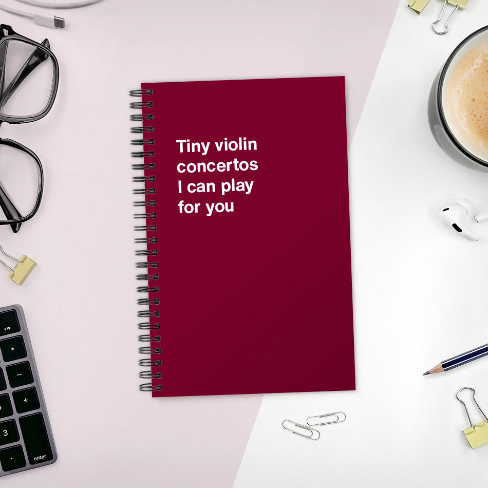
                  
                    A funny notebook from WTF Notebooks® entitled "Tiny violin concertos I can play for you"
                  
                