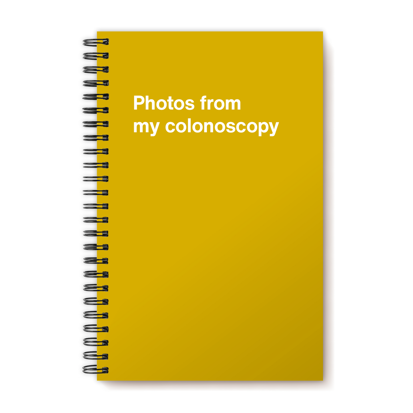 A funny notebook from WTF Notebooks® entitled "Photos from my colonoscopy"