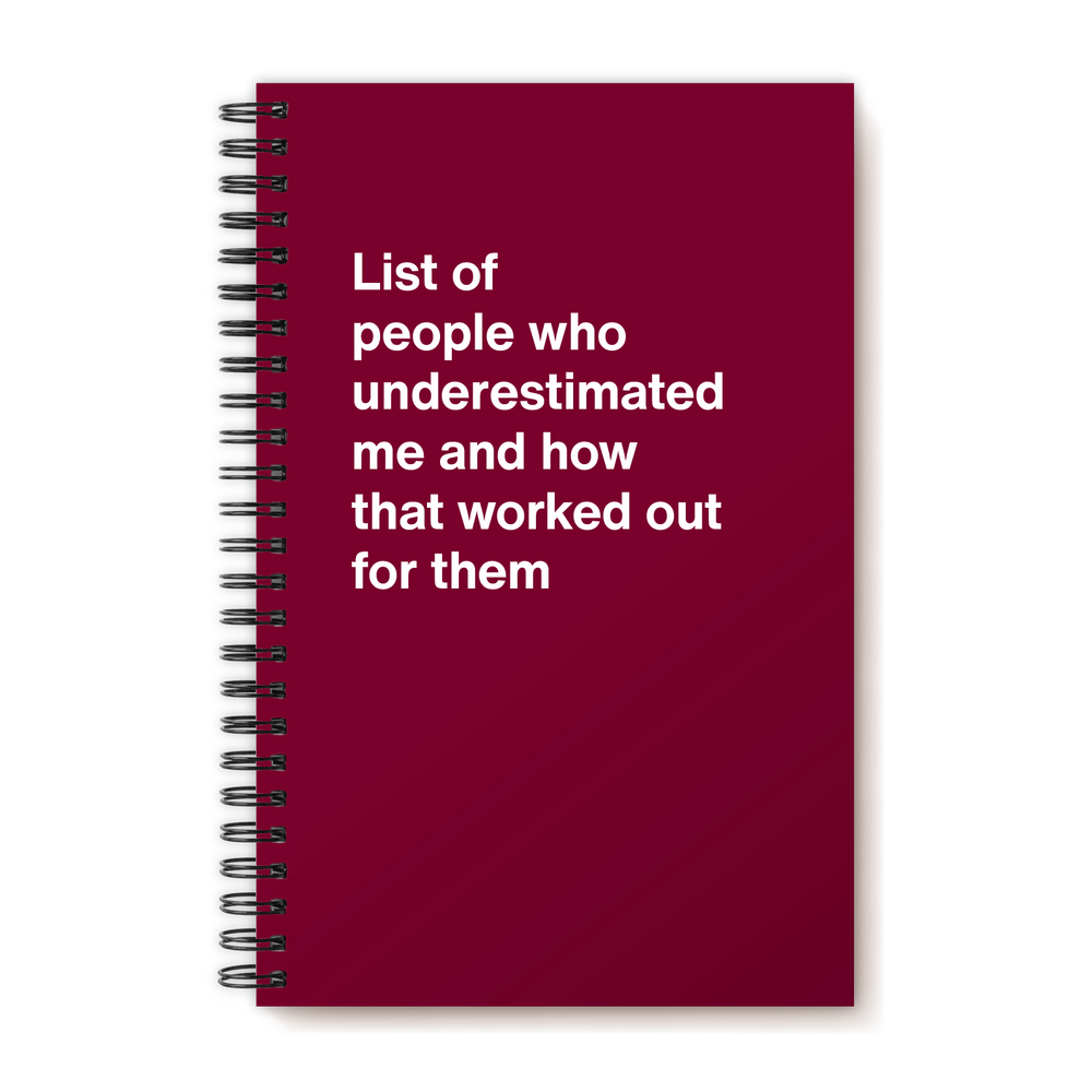 A funny notebook from WTF Notebooks® entitled 