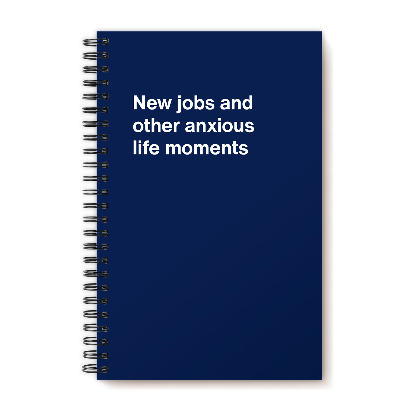 A funny notebook from WTF Notebooks® entitled "New jobs and other anxious life moments"