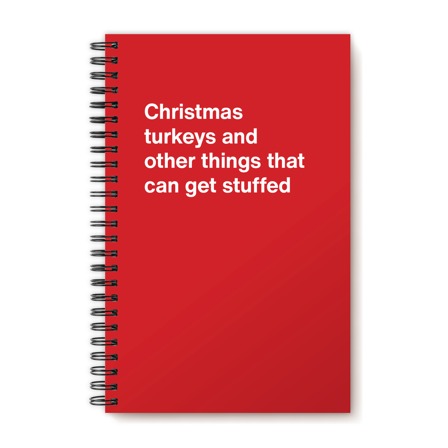 A funny notebook from WTF Notebooks® entitled "Christmas turkeys and other things that can get stuffed"