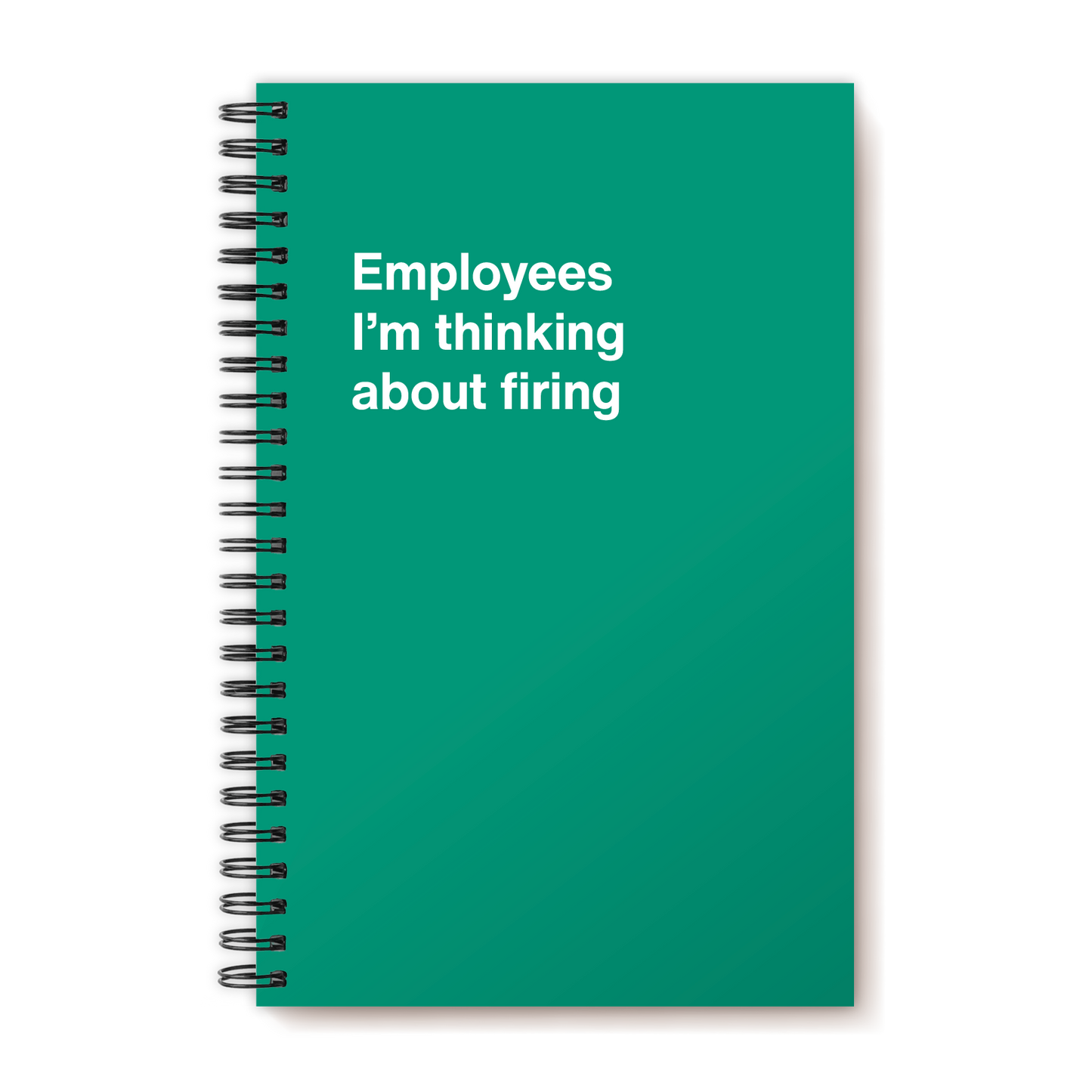 A funny notebook from WTF Notebooks® entitled "Employees I’m thinking about firing"