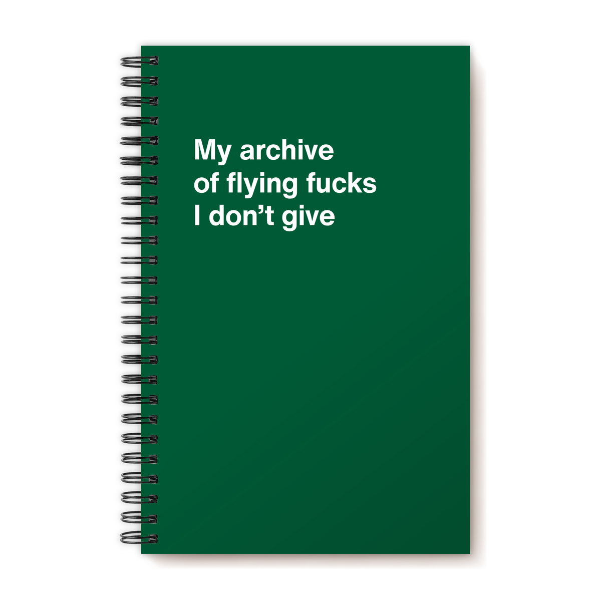A funny notebook from WTF Notebooks® entitled "My archive of flying fucks I don’t give"