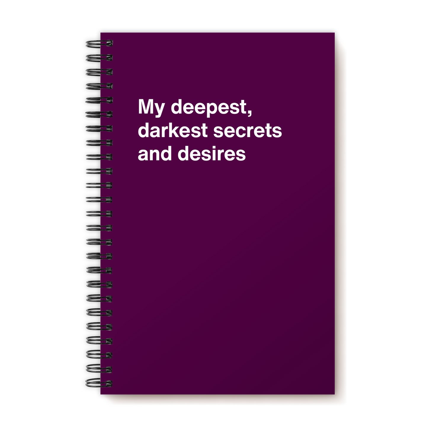 A funny notebook from WTF Notebooks® entitled "My deepest, darkest secrets and desires"