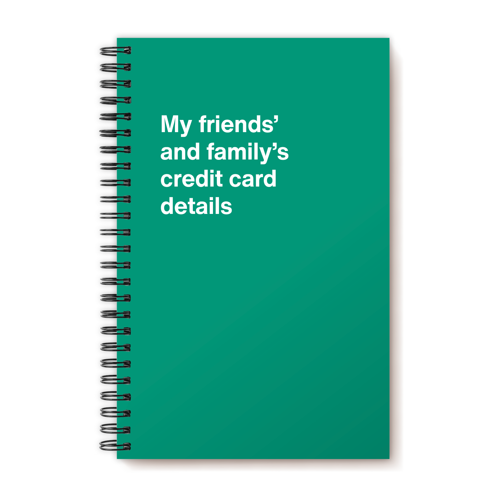 My friends' and family's credit card details | WTF Notebooks