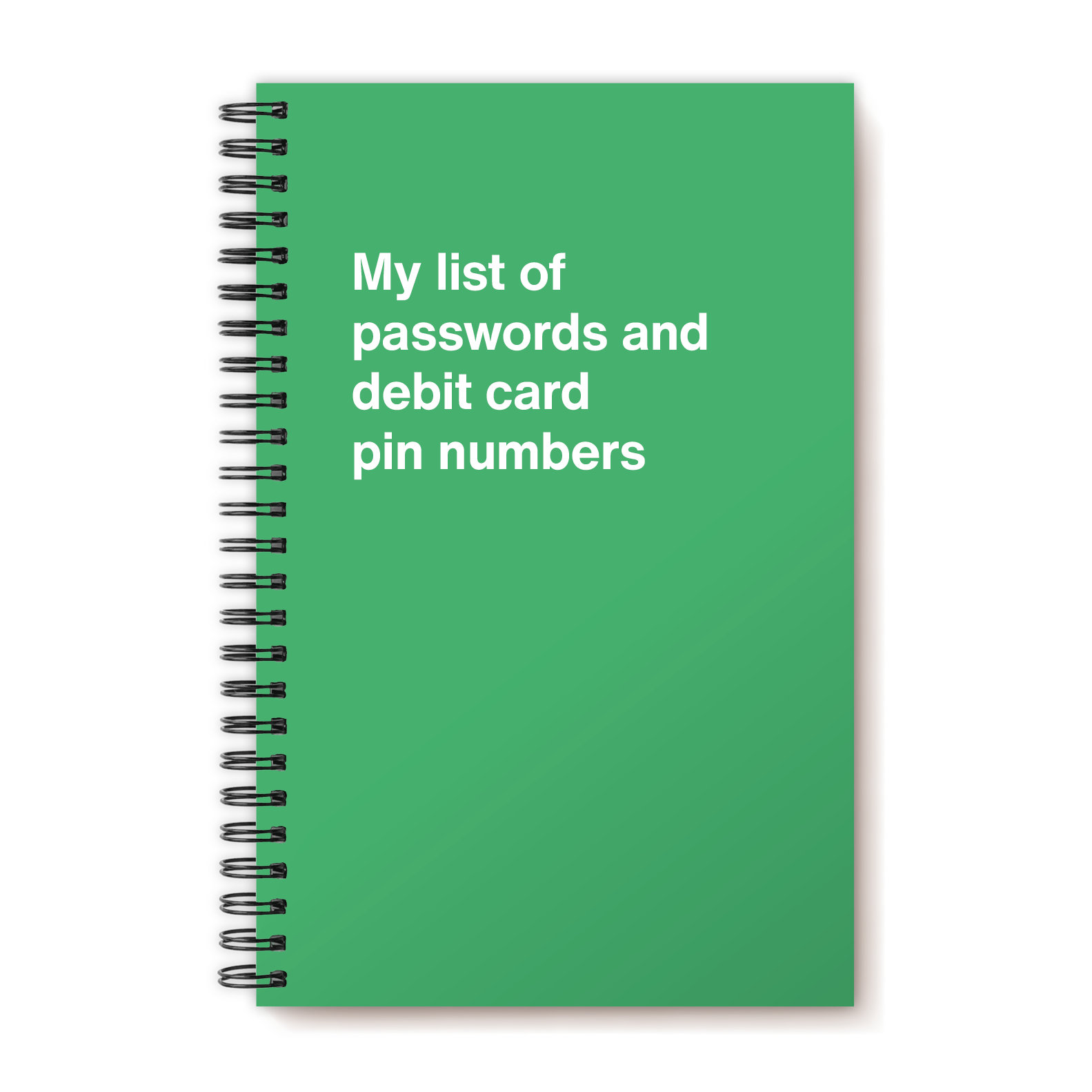 My list of passwords and debit card pin numbers | WTF Notebooks
