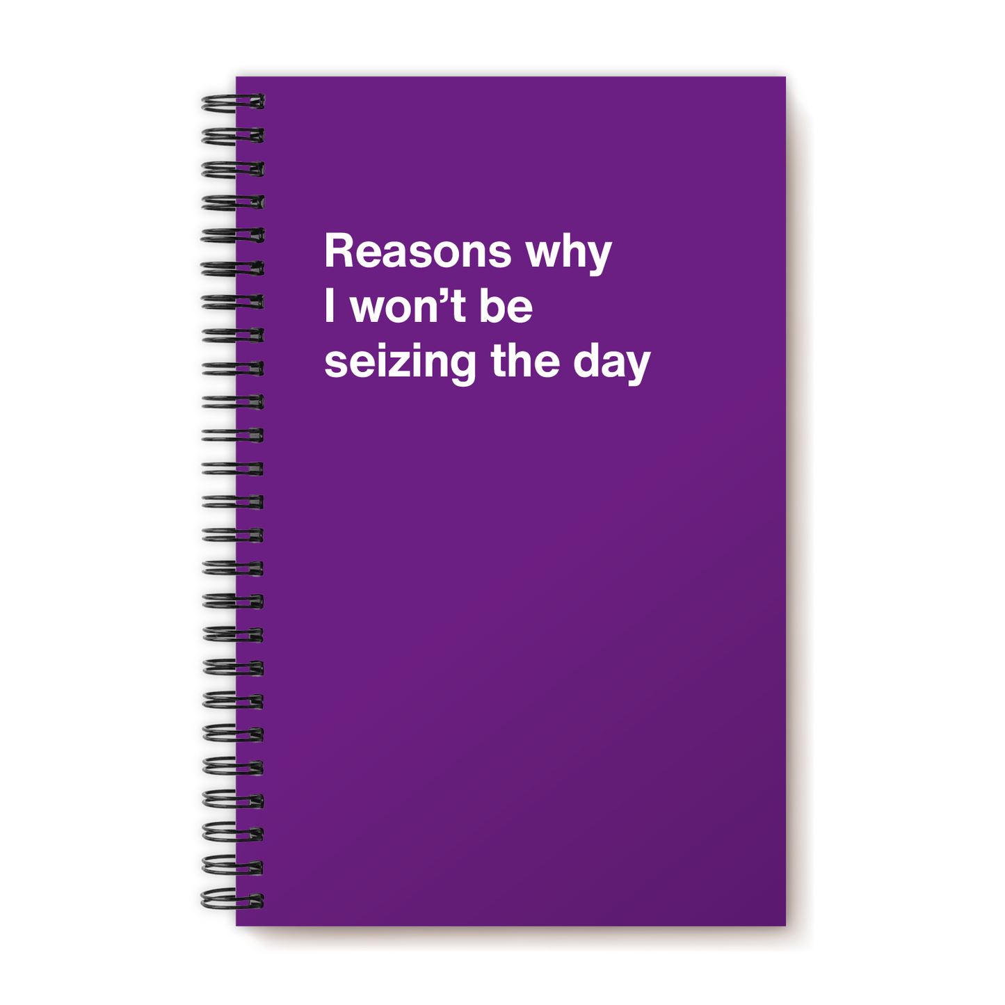 
                  
                    A funny notebook from WTF Notebooks® entitled "Reasons why I won’t be seizing the day"
                  
                