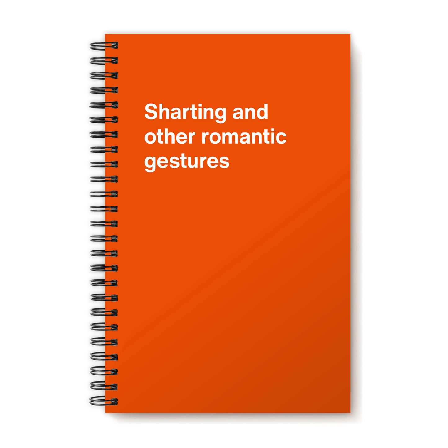 A funny notebook from WTF Notebooks® entitled "Sharting and other romantic gestures"