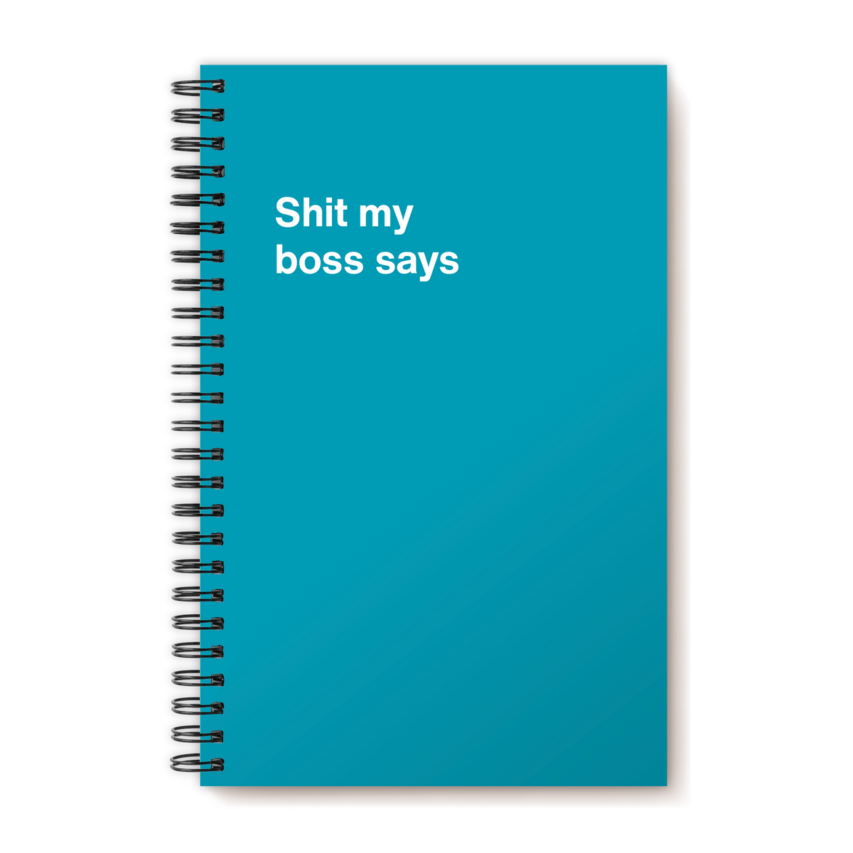 A funny notebook from WTF Notebooks® entitled "Shit my boss says"