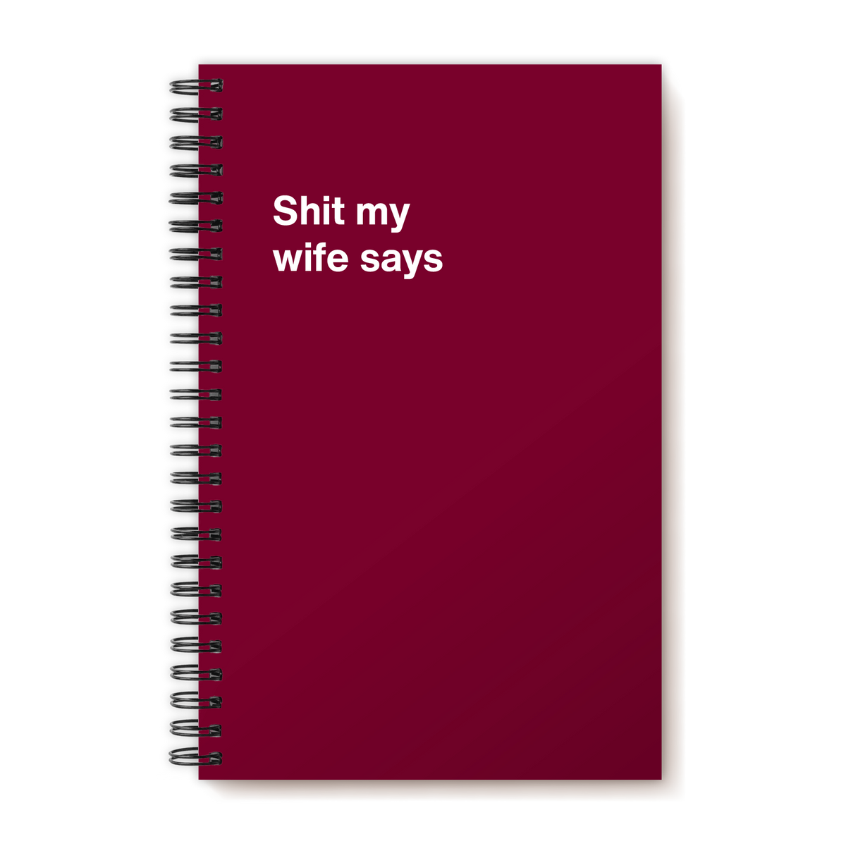 A funny notebook from WTF Notebooks® entitled "Shit my wife says"