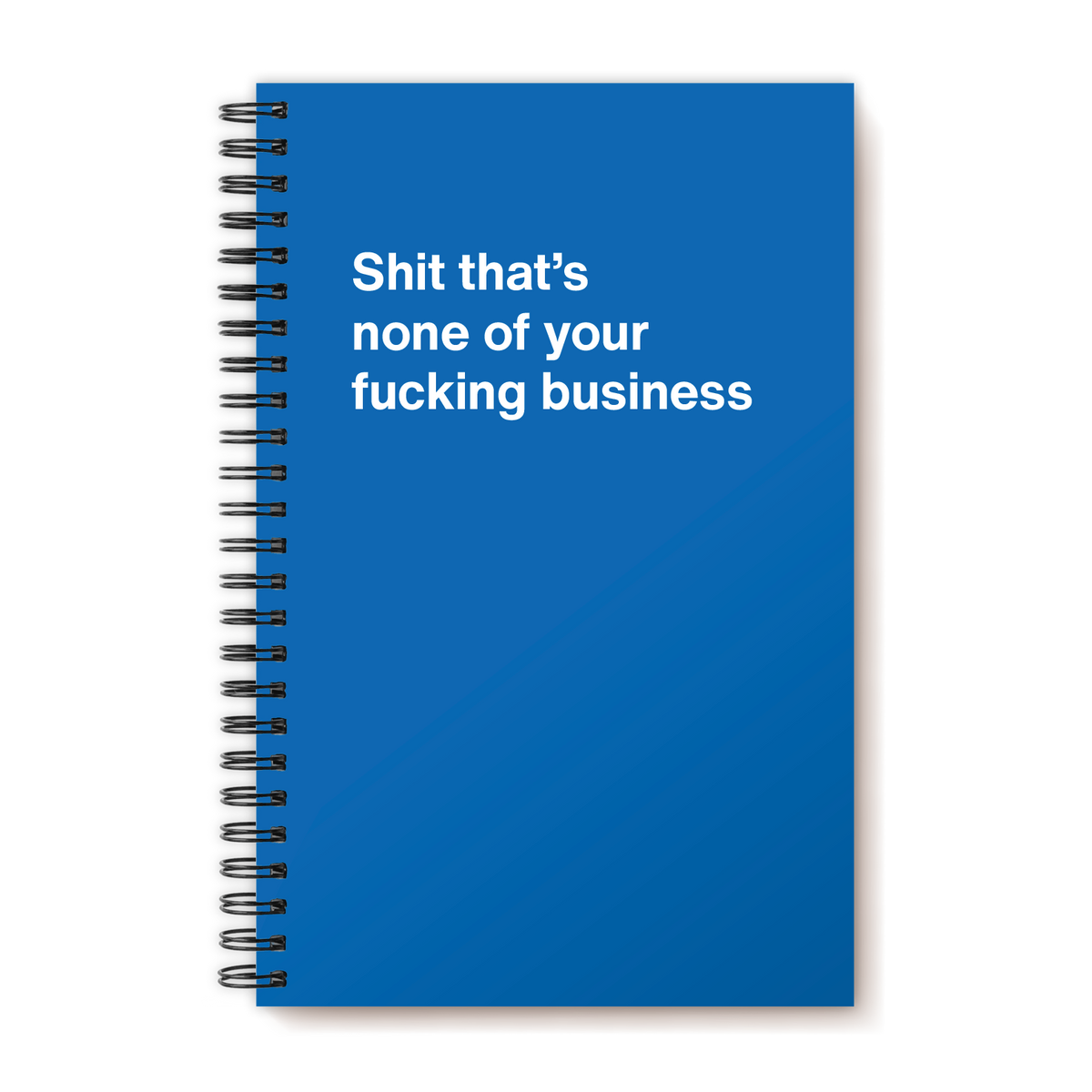A funny notebook from WTF Notebooks® entitled "Shit that’s none of your fucking business"