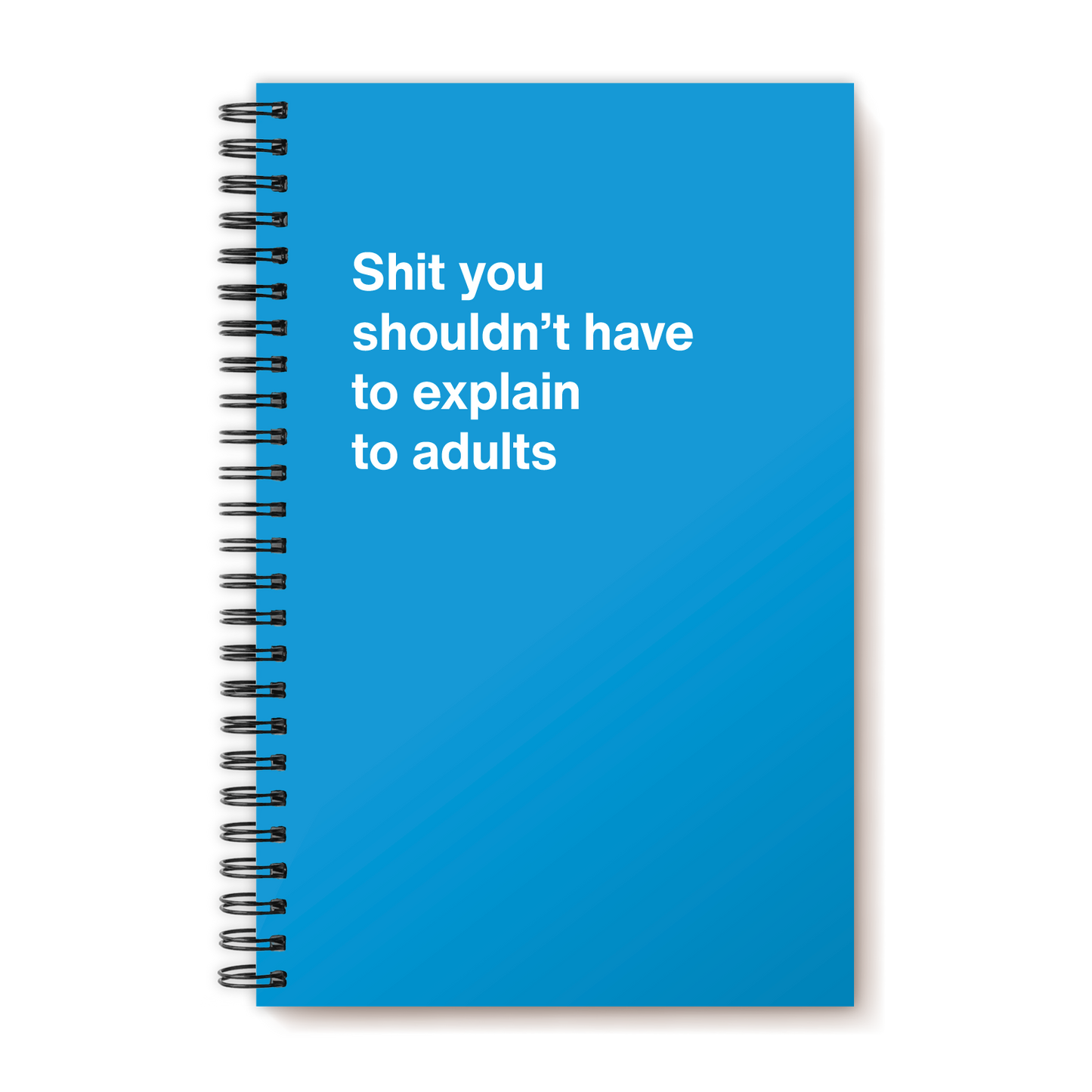 A funny notebook from WTF Notebooks® entitled "Shit you shouldn’t have to explain to adults"