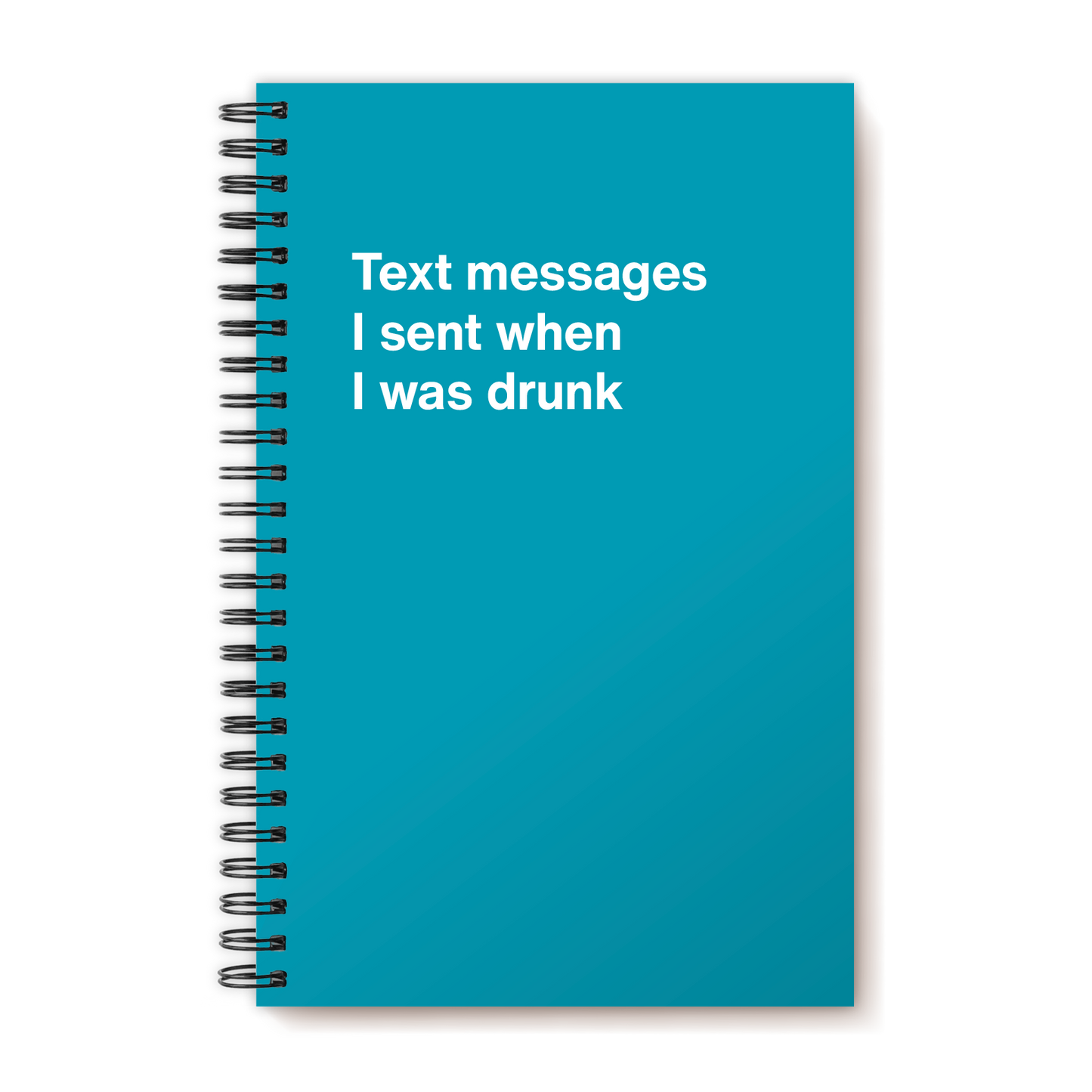 A funny notebook from WTF Notebooks® entitled "Text messages I sent when I was drunk"