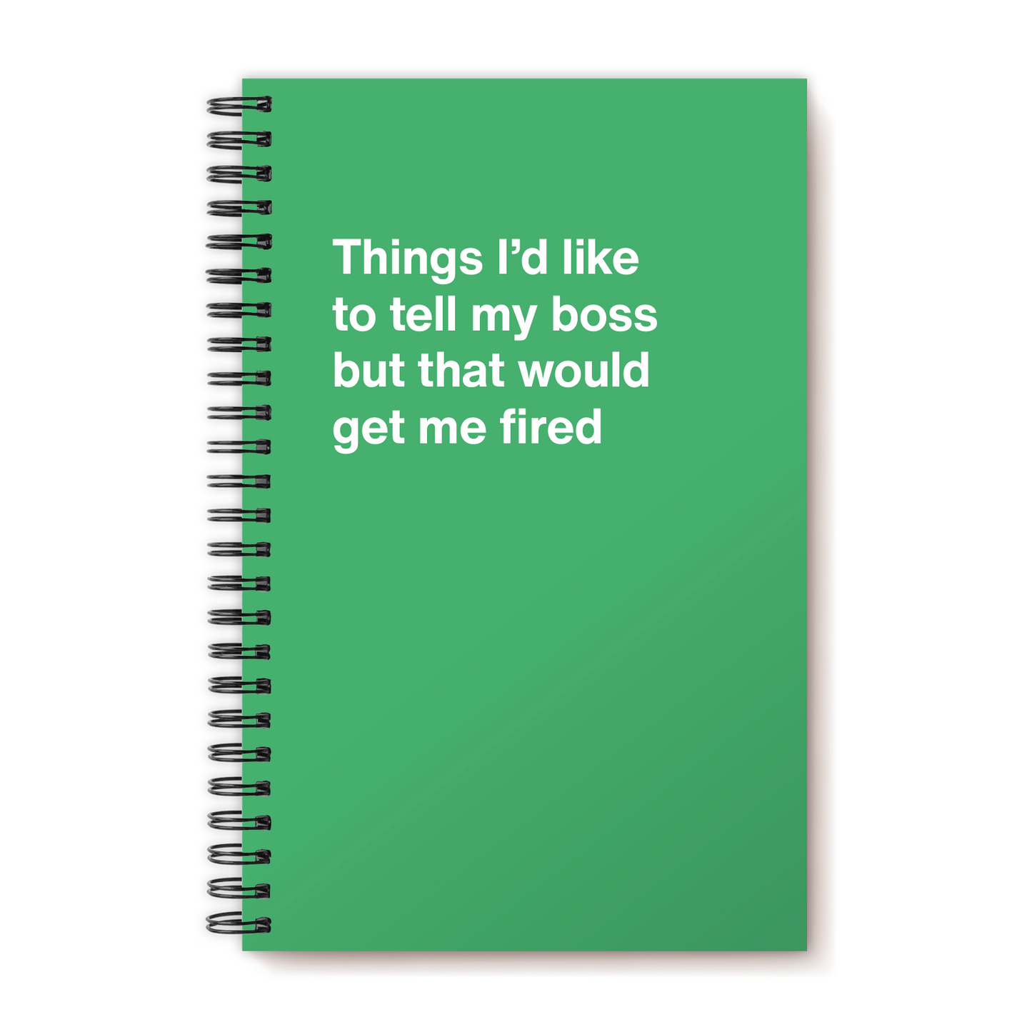 A funny notebook from WTF Notebooks® entitled "Things I’d like to tell my boss but that would get me fired"