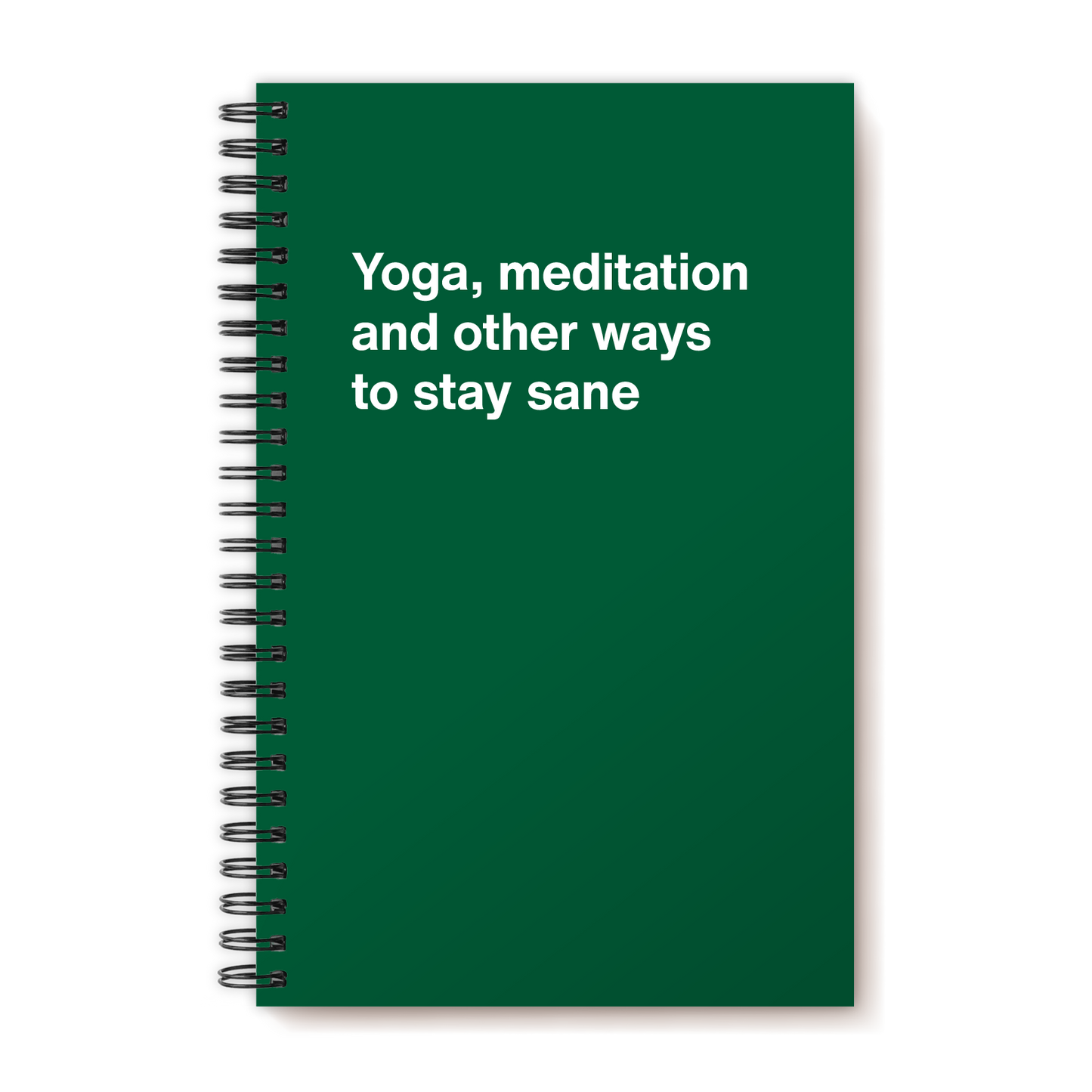 A funny notebook from WTF Notebooks® entitled "Yoga, meditation and other ways to stay sane"